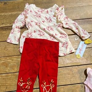 Reindeer Long Sleeve with Red Leggings Cat & Jack 12 m